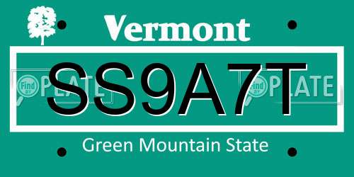 SS9A7T Vermont License Plate