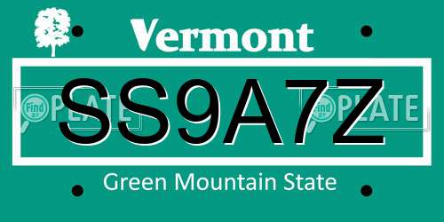 SS9A7Z Vermont License Plate