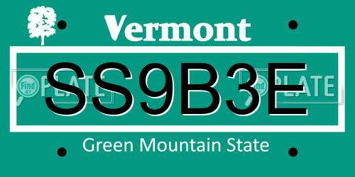SS9B3E Vermont License Plate