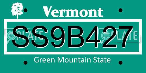 SS9B427 Vermont License Plate