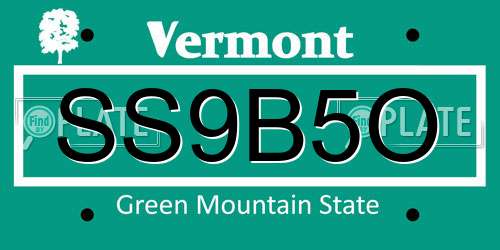 SS9B5O Vermont License Plate