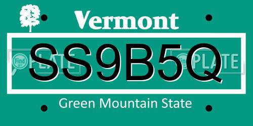 SS9B5Q Vermont License Plate