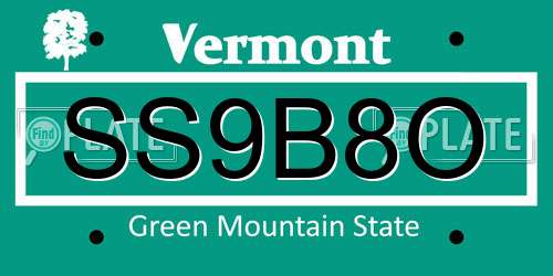 SS9B8O Vermont License Plate
