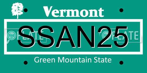 SSAN25 Vermont License Plate