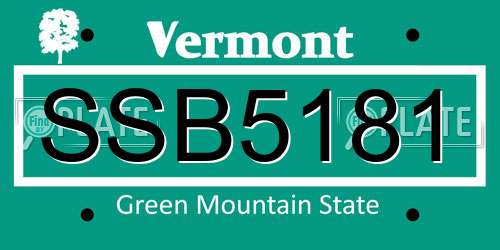 SSB5181 Vermont License Plate