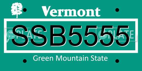 SSB5555 Vermont License Plate