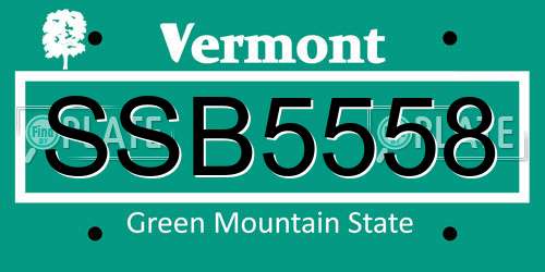 SSB5558 Vermont License Plate