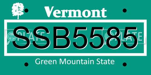 SSB5585 Vermont License Plate