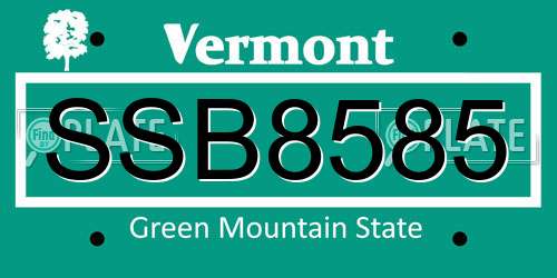 SSB8585 Vermont License Plate