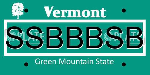 SSBBBSB Vermont License Plate