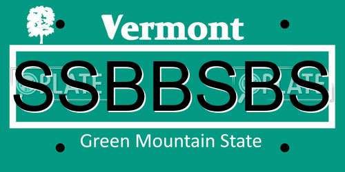 SSBBSBS Vermont License Plate