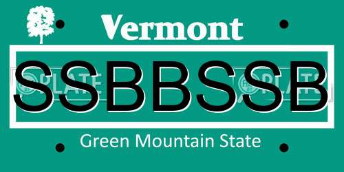 SSBBSSB Vermont License Plate
