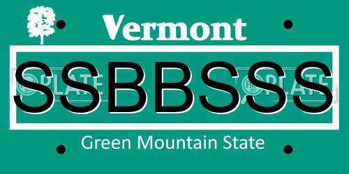 SSBBSSS Vermont License Plate