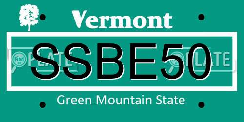 SSBE50 Vermont License Plate