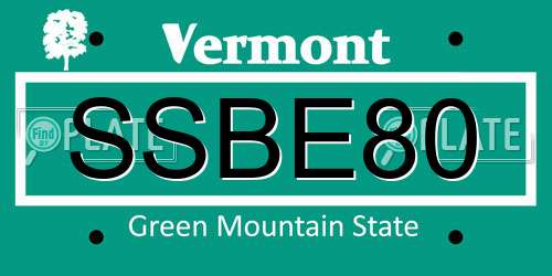 SSBE80 Vermont License Plate