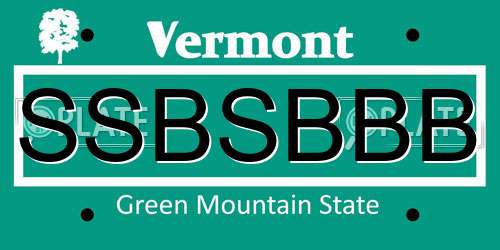 SSBSBBB Vermont License Plate