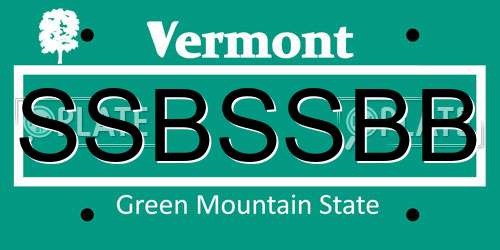 SSBSSBB Vermont License Plate