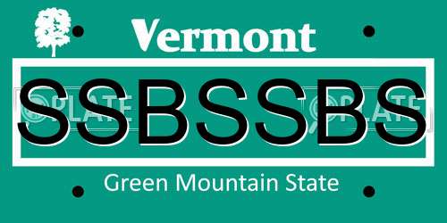 SSBSSBS Vermont License Plate