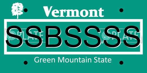 SSBSSSS Vermont License Plate