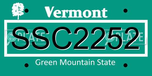 SSC2252 Vermont License Plate