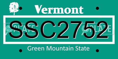 SSC2752 Vermont License Plate