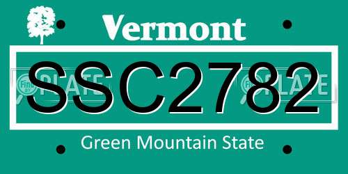SSC2782 Vermont License Plate