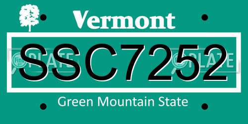 SSC7252 Vermont License Plate