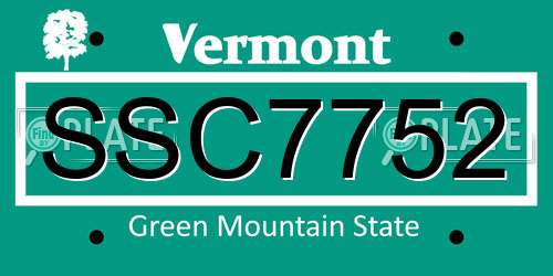 SSC7752 Vermont License Plate
