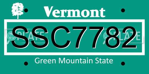 SSC7782 Vermont License Plate
