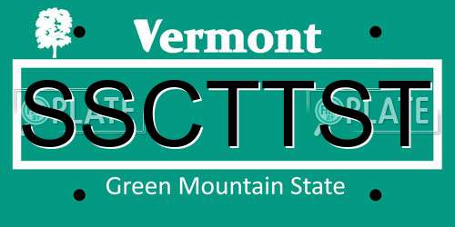 SSCTTST Vermont License Plate