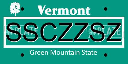 SSCZZSZ Vermont License Plate