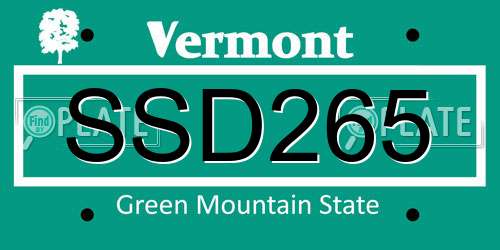 SSD265 Vermont License Plate