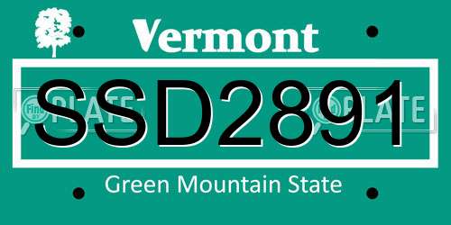 SSD2891 Vermont License Plate
