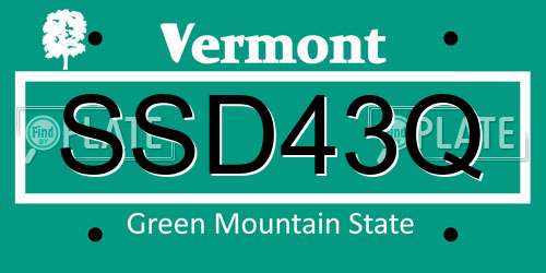 SSD43Q Vermont License Plate