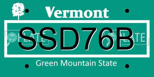 SSD76B Vermont License Plate