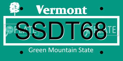 SSDT68 Vermont License Plate