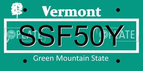 SSF50Y Vermont License Plate