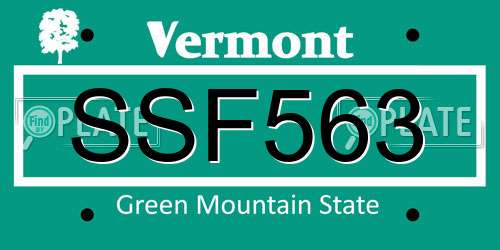 SSF563 Vermont License Plate