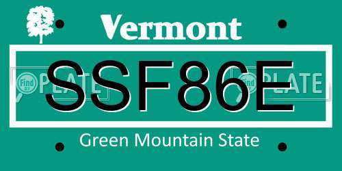 SSF86E Vermont License Plate