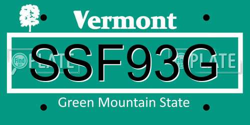 SSF93G Vermont License Plate