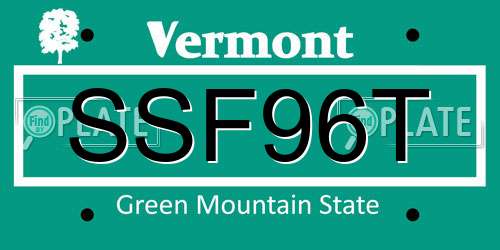 SSF96T Vermont License Plate