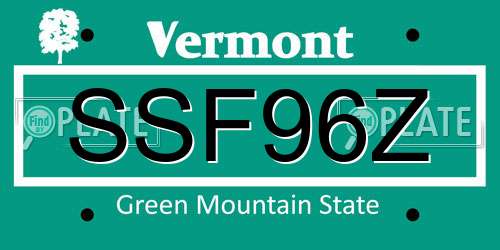 SSF96Z Vermont License Plate