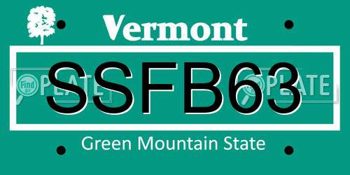 SSFB63 Vermont License Plate