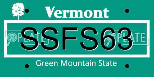 SSFS63 Vermont License Plate