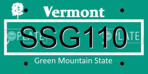 SSG110 Vermont License Plate