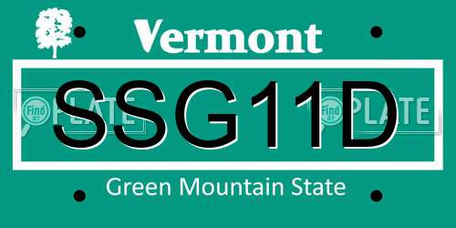 SSG11D Vermont License Plate