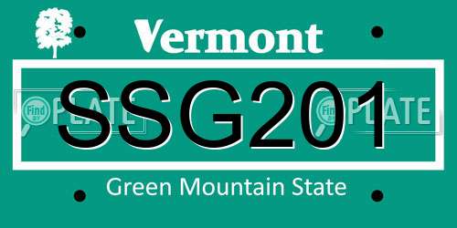 SSG201 Vermont License Plate