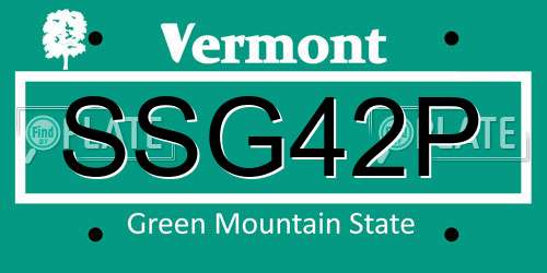 SSG42P Vermont License Plate