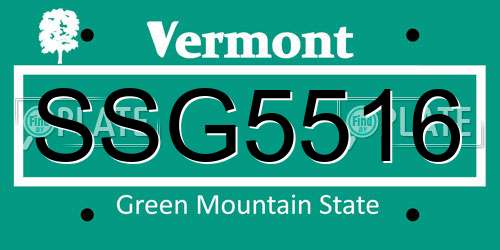 SSG5516 Vermont License Plate
