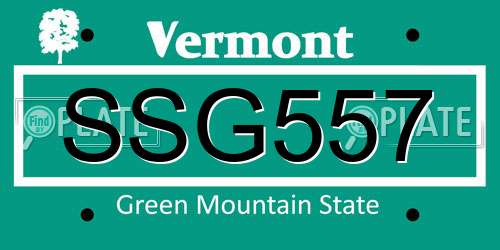 SSG557 Vermont License Plate